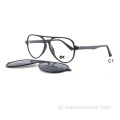 Men Ultem Optical Frame Magnetic Clip em óculos de sol